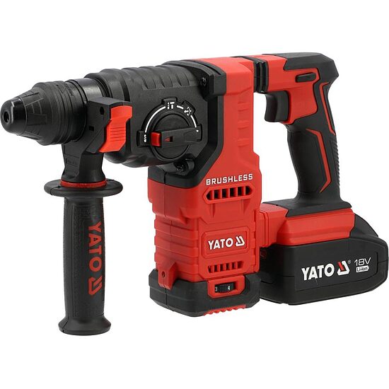 Yato perforators 18V, 2.8J, SDS-Plus, 0-950 apgr/min, 0-4700 sit/min, 26mm betonā, bez oglīšu, 2x4Ah, lādētājs YT-827724  5906083117893