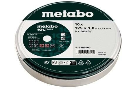 METABO МЕТАЛЛИЧЕСКИЙ ДИСК 125 × 1,0 × 22 мм INOX /10 шт. CAN 616399000 4061792258174