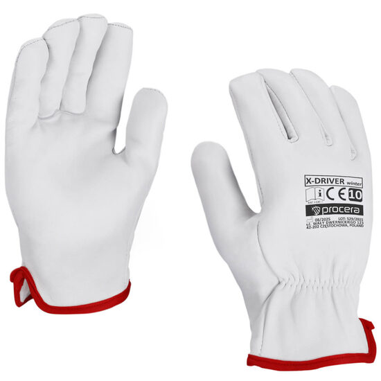 Зимние утепленные кожаные рабочие перчатки X-DRIVER, размер 10, 5902767615808