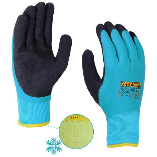 Рабочие Перчатки X-GLACIER теплые с акриловой подкладкой и двойным латексным покрытием, размер 10. X-GLACIER 10 15908274521660 