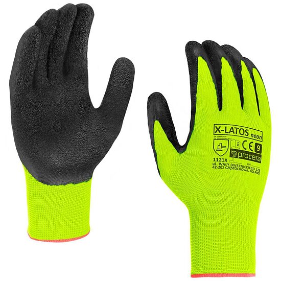 Рабочие перчатки X-LATOS NEON 9 размер с латексным покрытием