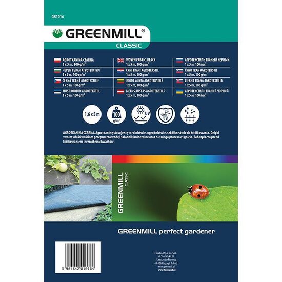 GREENMILL AGRO NEAUSTAIS AUDUMS 1,0 x 5m 100g/m2 MELNS...GR1016 5904842010164