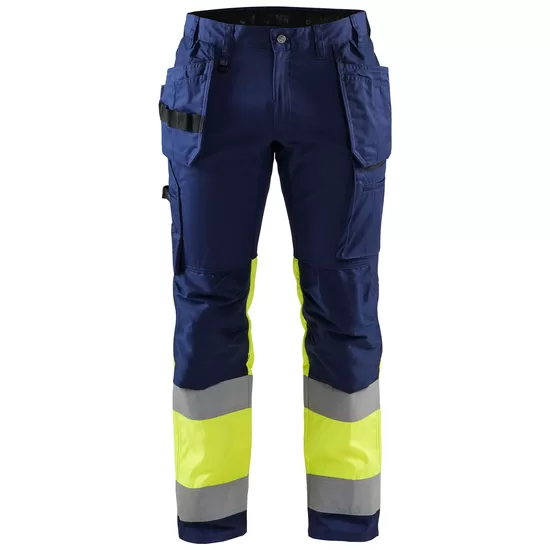 Blaklader 1558 Navy Blue/Hi-Vis Yellow Trousers With Stretch With Holster Pockets size 52C