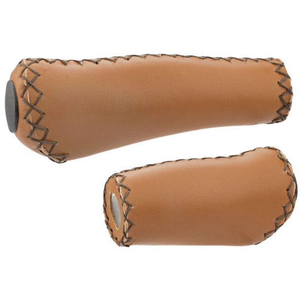 Ручки руля Azimut Ergo Leather 130+92mm brown (1020) GRIP220