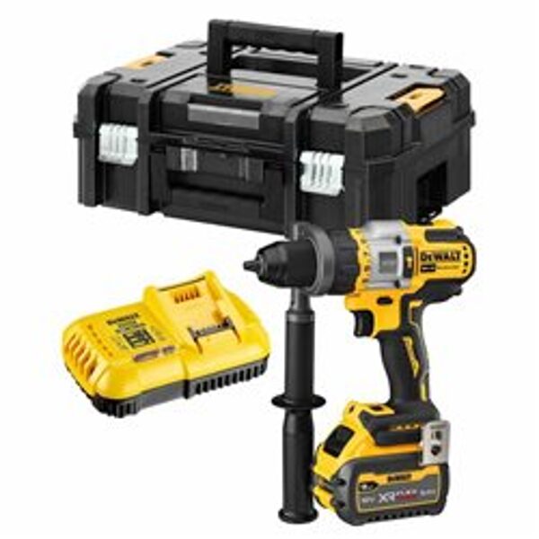 Аккумуляторная ударная дрель-шуруповерт DeWalt XR 18 В; 1 аккумулятор емкостью 9,0 Ач. DCD999X1-QW