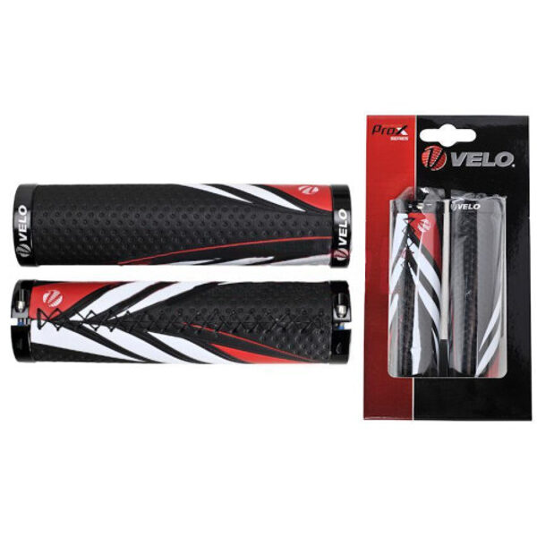 Ручки руля Velo ProX VLG-851AD3 130mm GEL Lock-on black-red GRIP99