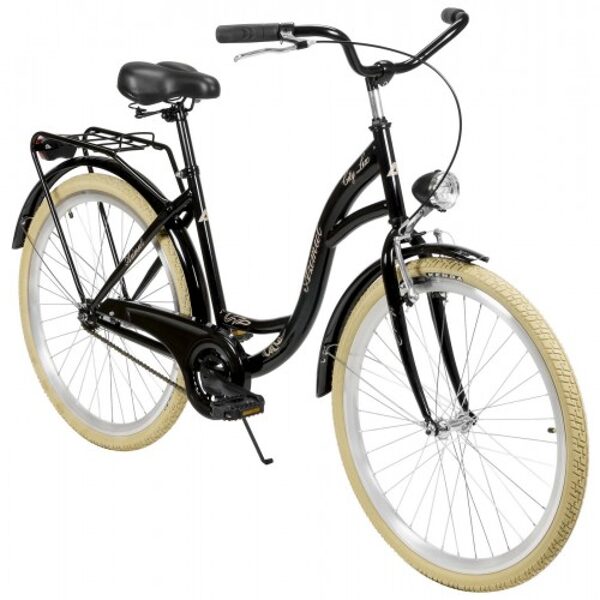 Велосипед AZIMUT City Lux 26" 2023 black-cream AZI21025