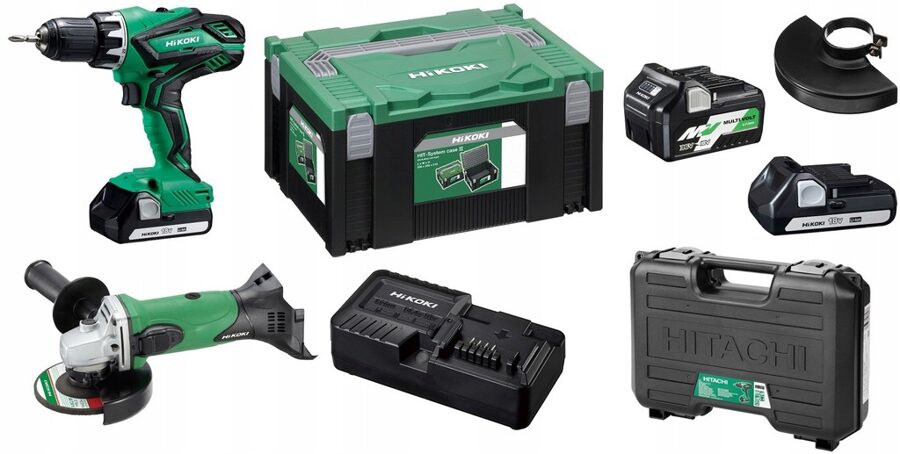 HIKOKI SET  18V DS18DJL 2x1.5Ah  G18DSL 115mm 1x5.0Ah +  HSC3 DS18DJL + G18DSL