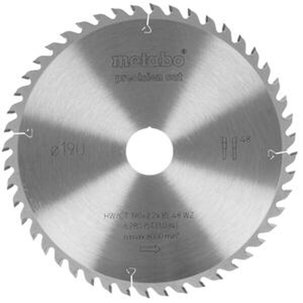 Пильный диск 190x2,2/1,4x30, z48, WZ, 15°, Precision Cut, HW/CT Metabo 628035000
