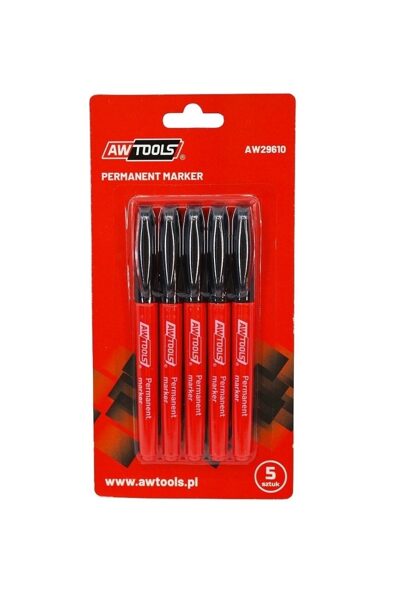 AWTOOLS ПЕРМАНЕНТНЫЕ МАРКЕРЫ ТОНКИЕ ЧЕРНЫЕ 5 шт. AW29610 5903041035923