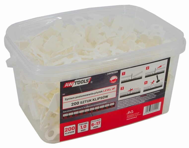 AWTOOLS Система укладки плитки LEVEL UP 1мм, 6-17мм, 200 шт.; AW30369
