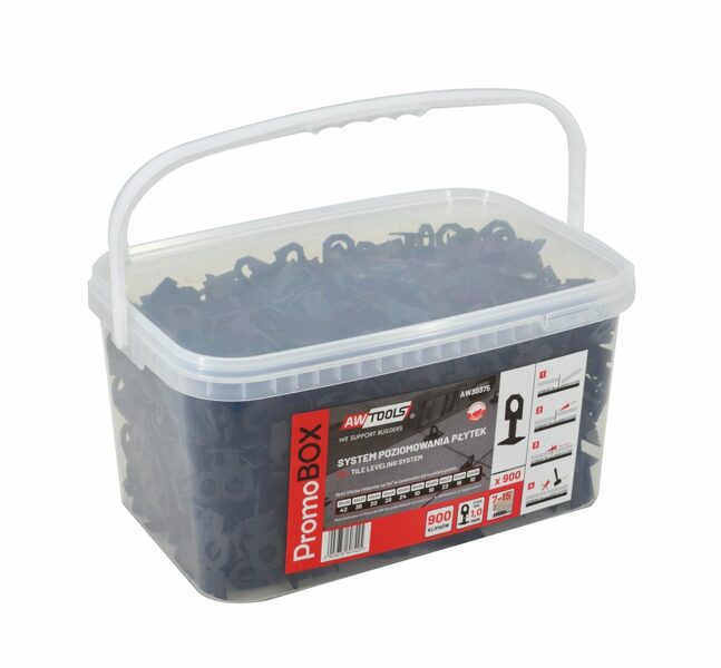 AWTOOLS Система укладки плитки 1мм 7-15мм, 900 шт. AW30375