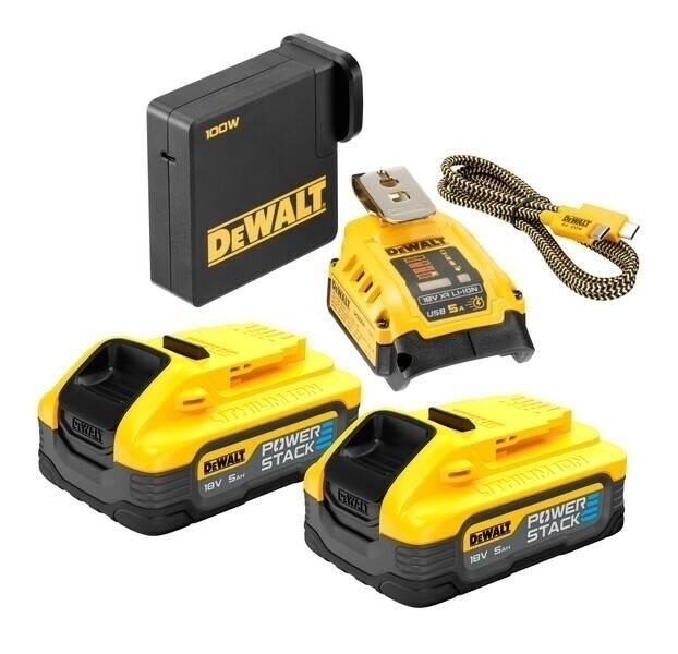 Зарядное устройство DEWALT, аккумуляторы и USB-адаптер, 2x5 Ач DCB094H2-QW