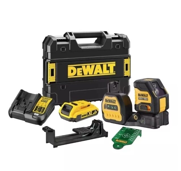 Лазерный уровень DEWALT Cross Line 12/18 В (1x2,0 Ач) зеленые линии DCE088D1G18-QW