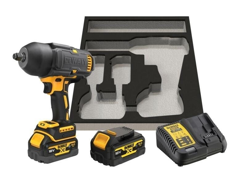 Triecienatslēga DeWalt DCF900P2G-QW; 18 V; 2x5,0 Ah akum.