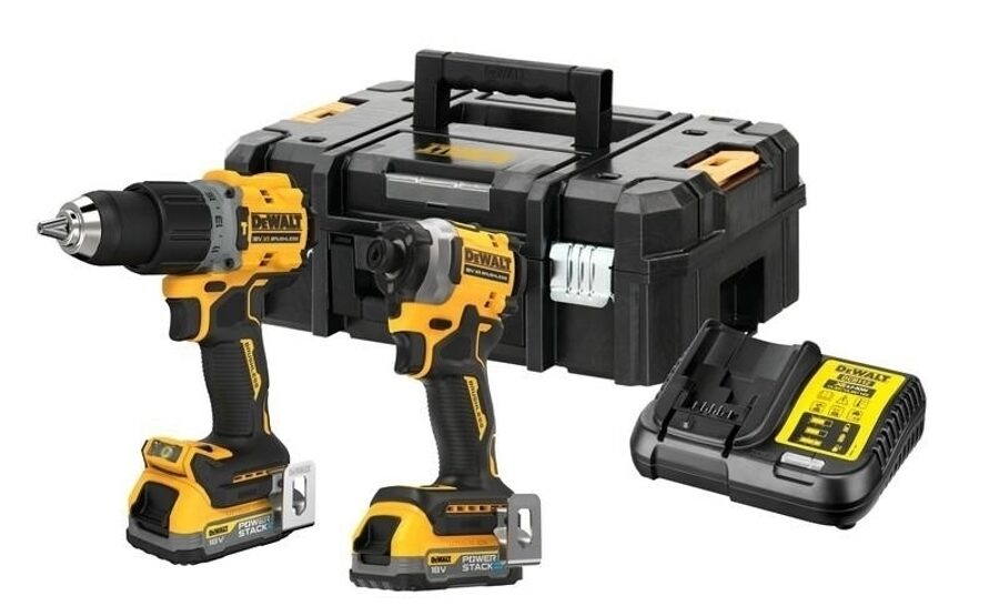 КОМБО-НАБОР DEWALT 18 В DCD805 УДАРНЫЙ ДРАЙВЕР + DCF850 ДРАЙВЕР 2x1,7 Ач POWERSTACK DCK2050E2T-QW