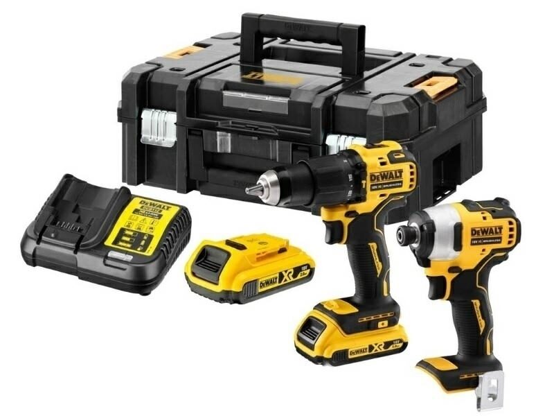 DEWALT KOMBINĒTAIS KOMPLEKTS 18V 2x2.0Ah DCD709 TRIECIENA SKRUVEDZIŅA + DCF809 VADĪTĀJS DCK2062D2T-QW