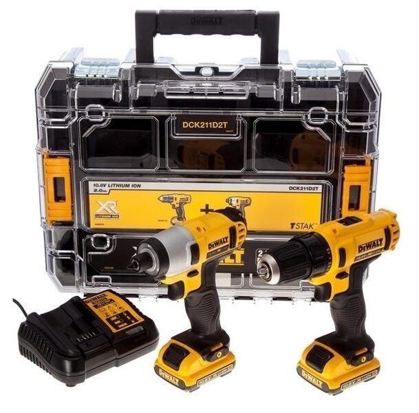 DEWALT KOMBO KOMPLEKTS 10.8V DCK211D2T-QW (DCD710+DCF815) 2x2.0Ah TSTAK V