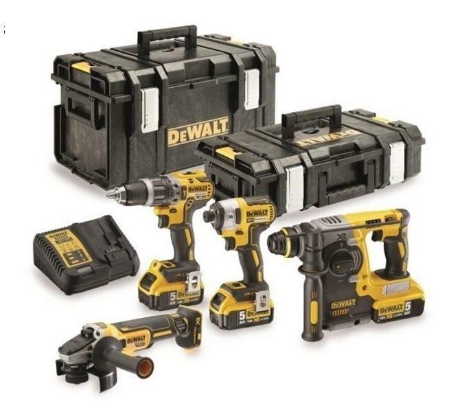 DEWALT.COMBO KOMPLEKTS 18V (DCG405+DCH273+DCD796+DCF887) 3x5,0Ah 2xTSTAK DCK422P3-QW