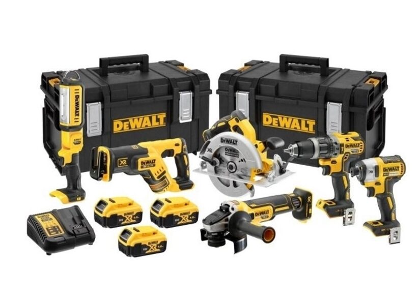 КОМБО-КОМПЛЕКТ DEWALT 18 В, 6 ЭЛЕМЕНТОВ + 3 x 5,0 Ач + 2 x DS300 DCK623P3-QW