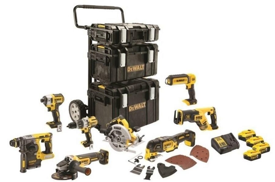 DEWALT.COMBO KOMPLEKTS 18V (DCD996+DCF887+DCG405+DCH273+DCS355+DCS367+DCS570+DCL050) 4x5,0Ah DCK853P4-QW