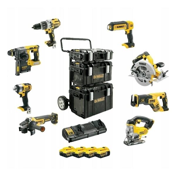 КОМБИНИРОВАННЫЙ НАБОР DEWALT 18 В DCD996 + DCF880 + DCG405 + DCS331 + DCS367 + DCS570 + DCH273 + DCL050 ТЕЛЕЖКА TS 4x5,0 Ач DCK854P4-QW