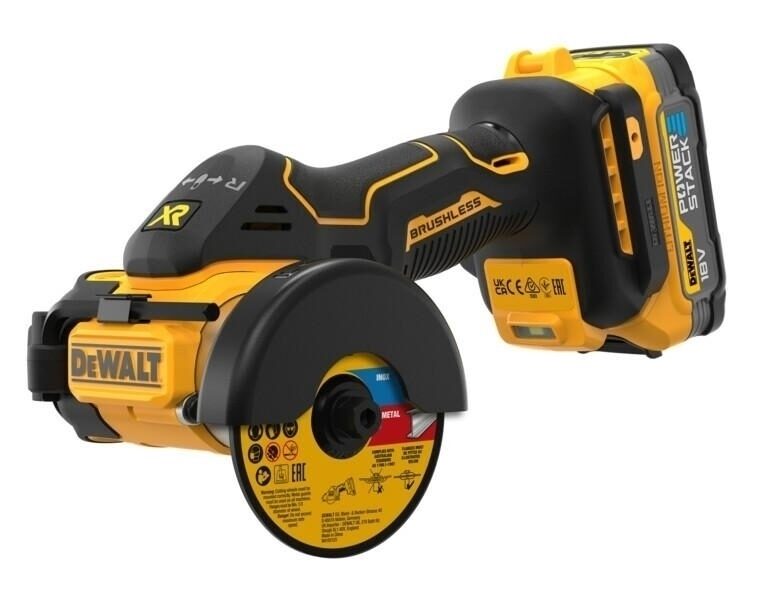 УГЛОВАЯ ШЛИФОВАЛЬНАЯ МАШИНА DEWALT 18 В 76 мм 2x1,7 Ач POWERSTACK DCS438E2T-QW