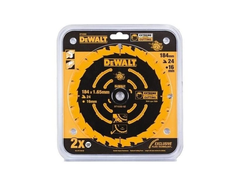 ЦИРКУЛЯРНАЯ ПИЛА DEWALT ДЛЯ КОНТРРЕЗА 184 мм x 16 мм 24z DT10302-QZ