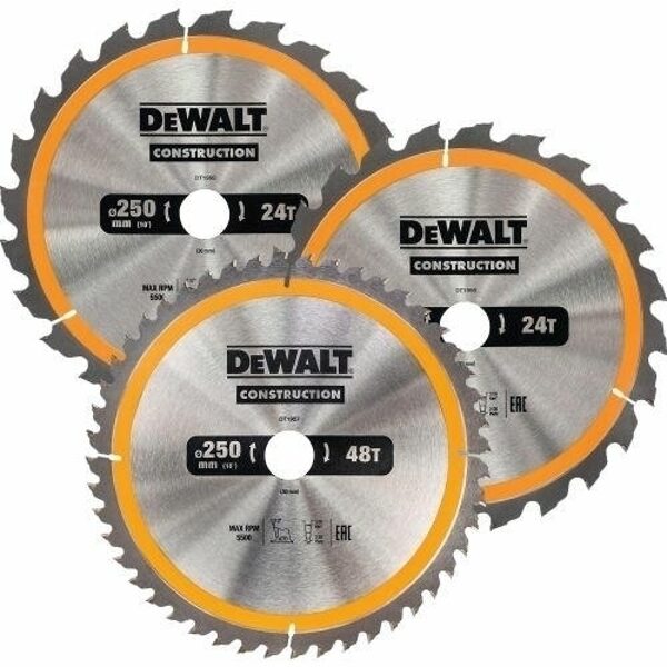 DEWALT Комплект пильных полотен (3 шт.) 250x30 мм 2x24T, 1x48T DT1963-QZ