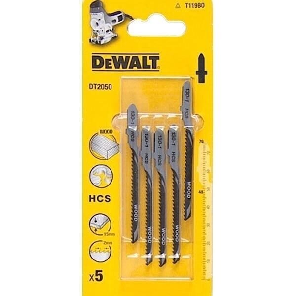 ПИЛКИ ДЛЯ ЛОБЗИКА DEWALT 76x2мм T119B0 ДЕРЕВО / 5 шт. DT2050-QZ