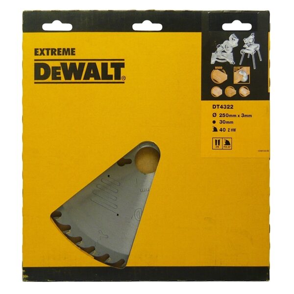 ДИСК DEWALT ПО ДЕРЕВУ 250Х3Х30,0 ММ; З40; 10° DT4322-QZ
