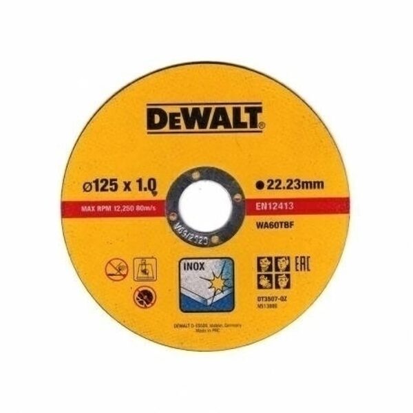 DEWALT Абразивный отрезной диск 125x1,0мм / 10 шт. МЕТАЛЛИЧЕСКАЯ КОРОБКА DT43972-QZ