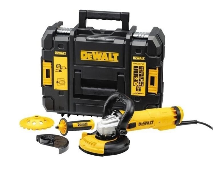 УГЛОВАЯ ШЛИФОВАЛЬНАЯ МАШИНА DEWALT 1200 Вт 125 мм КОРПУС TASTAK + КРЫШКА DWE46150 + АЛМАЗНЫЙ ДИСК DWE4217KT-QS