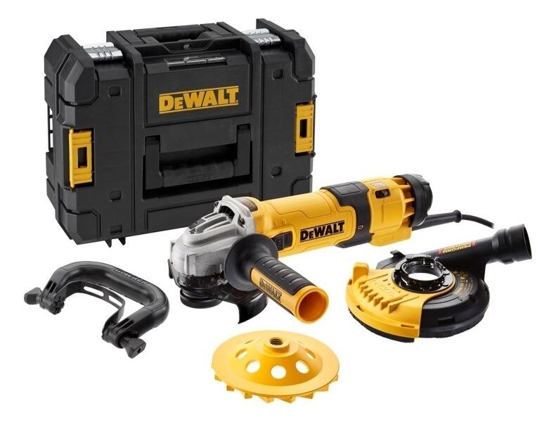 УГЛОВАЯ ШЛИФОВАЛЬНАЯ МАШИНА DEWALT 1500 Вт 125 мм КОРПУС TASTAK + КРЫШКА DWE46150 + АЛМАЗНЫЙ ДИСК DWE4257KT-QS