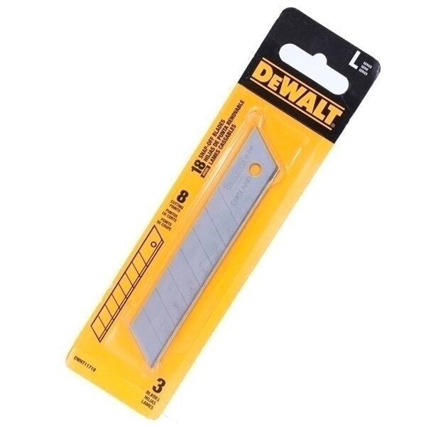 ЛЕЗВИЯ DEWALT 18мм ЗАКАЛЕННЫЕ 3 шт. DWHT11719-0