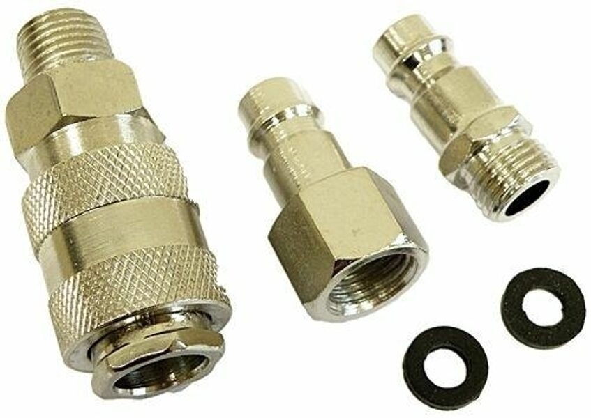 НАБОР ПНЕВМАТИЧЕСКИХ БЫСТРОСОЕДИНЕНИЙ 1/4" 3 шт. SILVER 0339