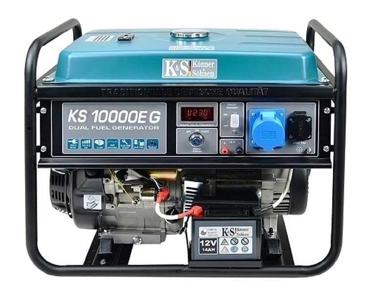 KÖNNER & SÖHNEN HIBRĪDA GENERATORS (BENZĪNS/GĀZE) 7,5 kW, 230 V, KS 10000E G, ELEKTRISKĀ STARTA