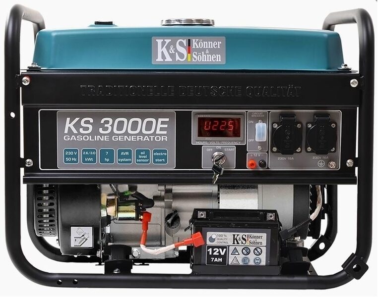 KÖNNER & SÖHNEN BENZĪNA GENERATORS 2,6 kW, 230 V, KS 3000E, ELEKTRISKĀ STARTA