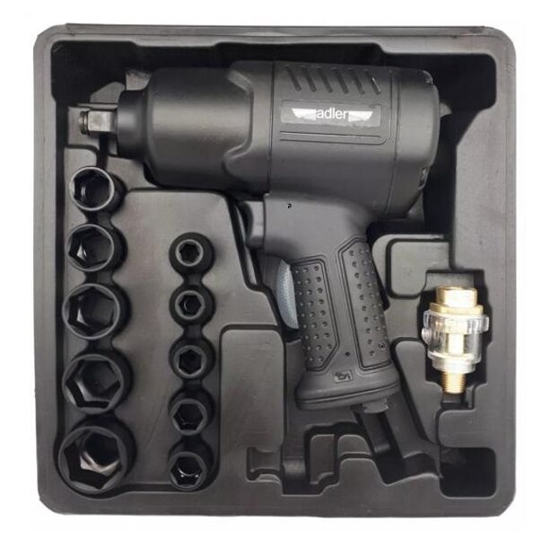 ADLER 1/2 "1590 Нм ПНЕВМАТИЧЕСКИЙ УДАРНЫЙ гайковерт + НАСАДКИ MA1907-Z10