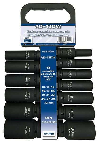 УДАРНЫЕ ГОЛОВКИ ADLER 13 шт. 10-32мм AD-13DW 3510.4