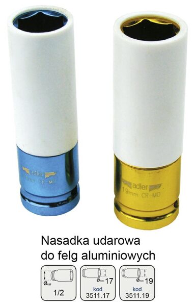 Специальные ударные головки Adler для алюминиевых дисков 1/2 "19мм 3511.19
