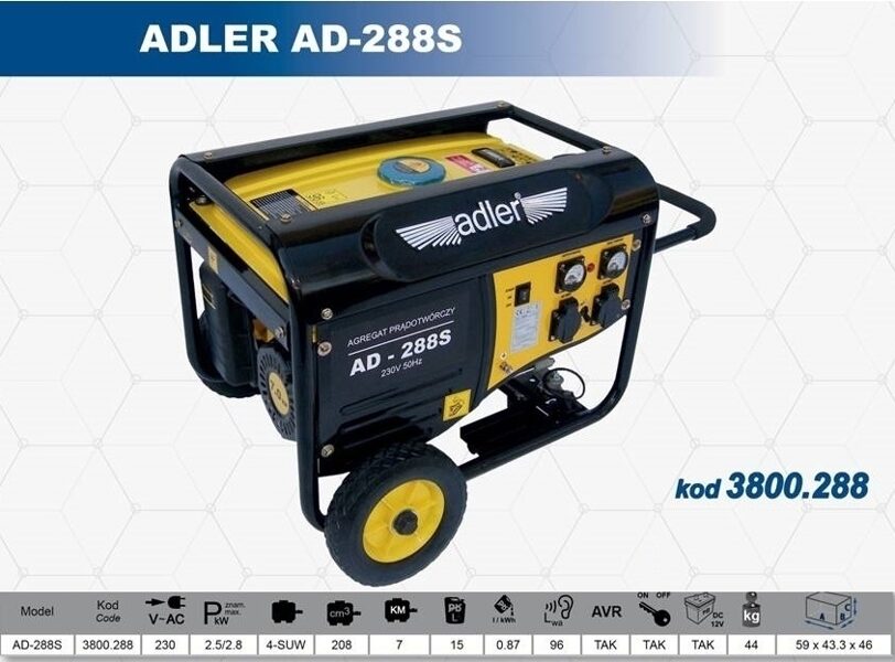 ADLER GENERATOR 2,8KW / AD-288S  3800.288