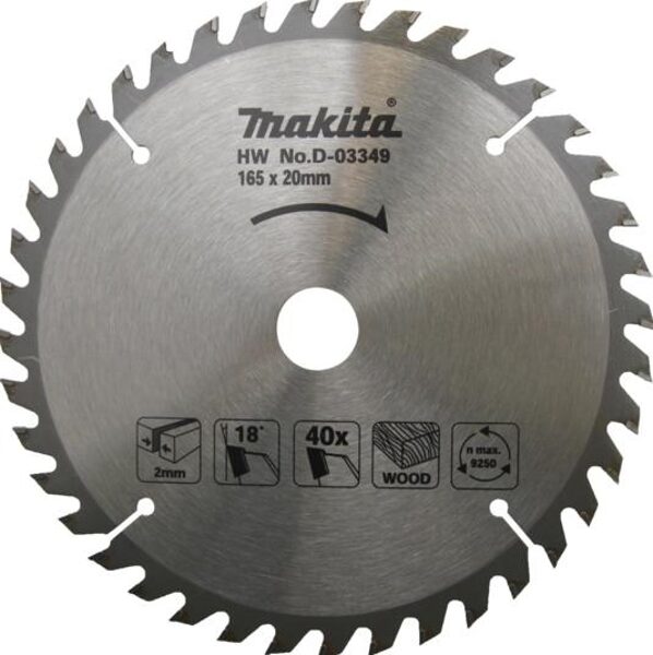 Дисковая пила Makita 165х20х2,0мм, 40 зубьев D-03349 088381173681