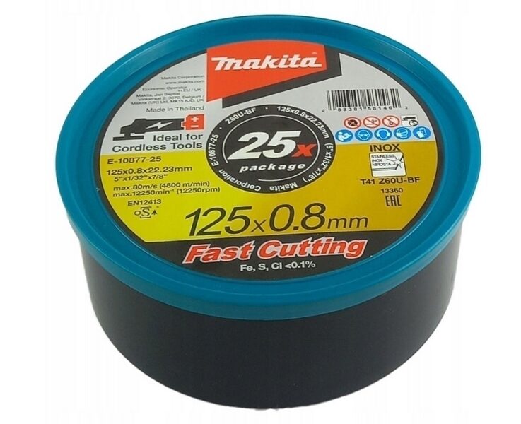 ОТРЕЗНОЙ ДИСК ПО МЕТАЛЛУ MAKITA 125 мм x 0,8 мм x 22,23 мм / 25 шт. E-10877-25 088381581462