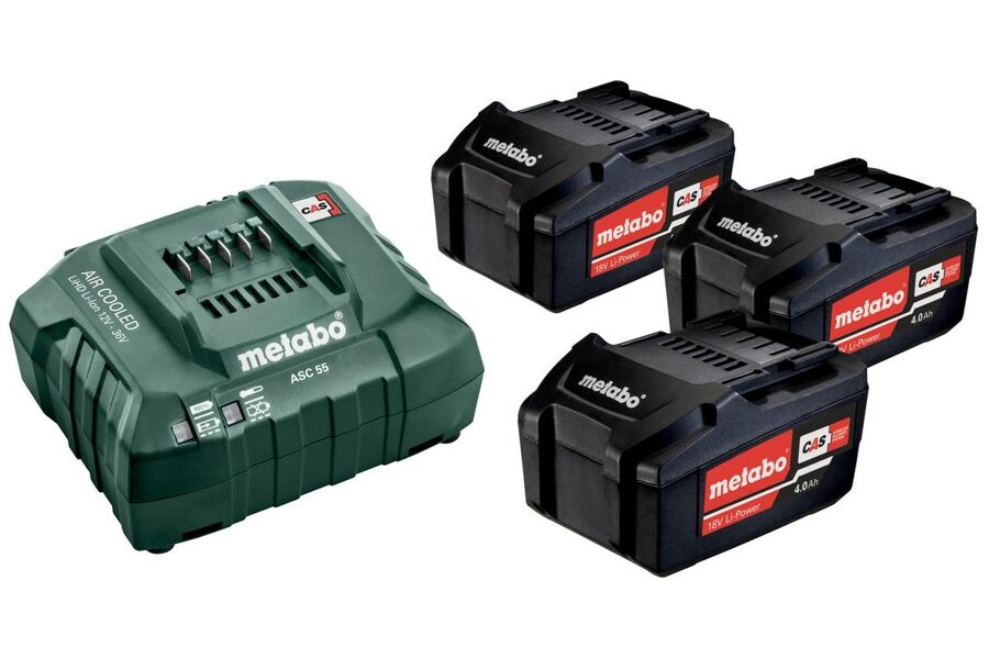 КОМПЛЕКТ АККУМУЛЯТОРОВ METABO 3x4,0 Ач + ЗАРЯДНОЕ УСТРОЙСТВО ASC 55 MET685049000