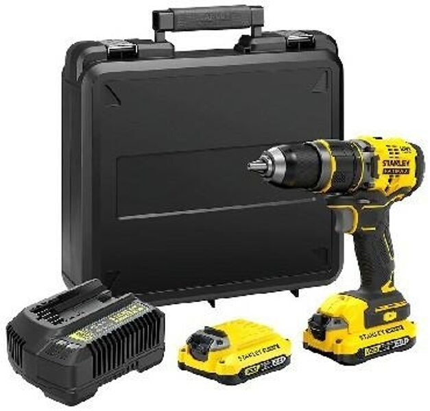 Аккумуляторная ударная дрель-шуруповерт Stanley SFMCD721M2K-QW; 18 В; Аккумулятор 2x4,0 Ач.