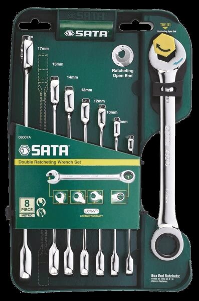 SATA КОМБИНИРОВАННЫЕ КЛЮЧИ 8 ШТ. С ДВОЙНОЙ ТРЕЩОТКОЙ ST08007ASJ