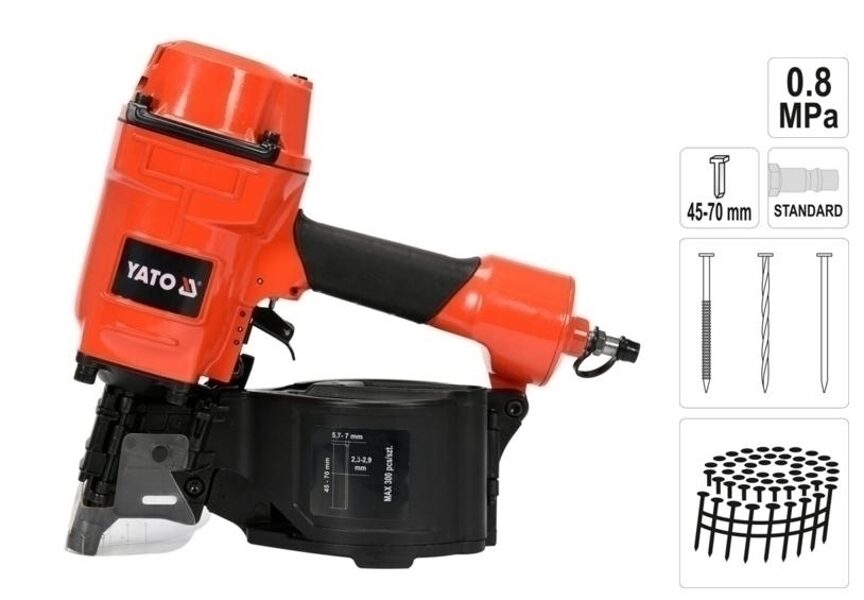 Пневматический пистолет для гвоздей Yato 45-70 мм YT-09213