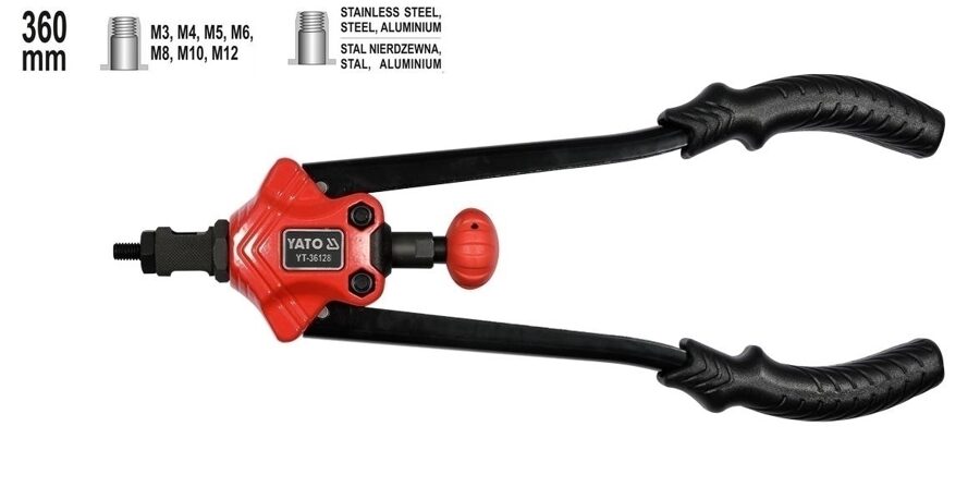 Ручной заклепочник для заклепочных гаек М3-М12 YATO YT-36128. 