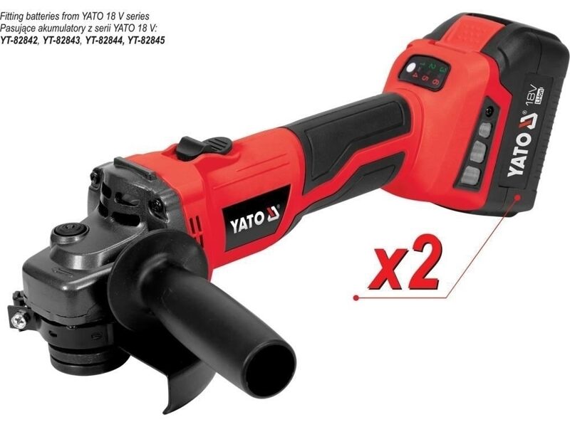 YATO Аккумуляторная угловая шлифовальная машина 18 В, 2x4,0 Ач YT-828295 5906083089817